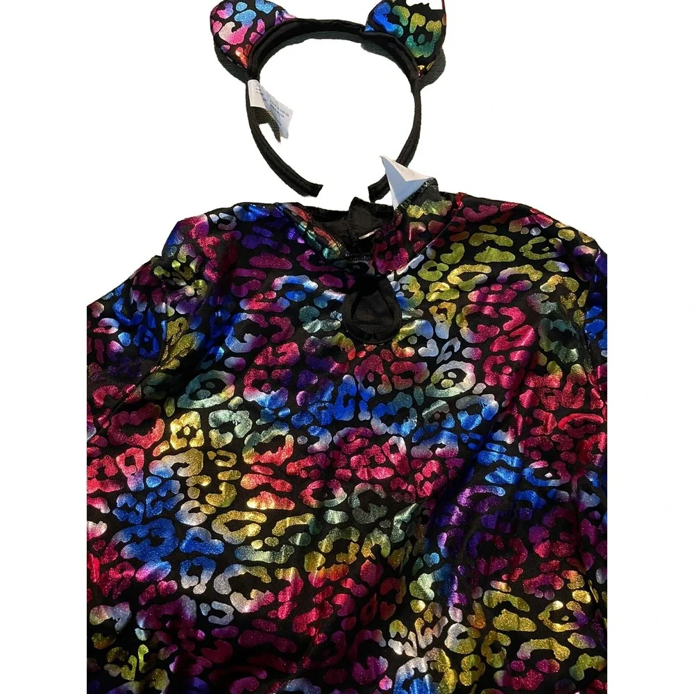 Wildcat leopard Metallic Rainbow Cat Costume Size 10/12‎ NWT